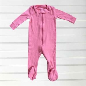 PRIMARY EUC/LN 100% Organic Cotton Coral Zip Up Footie Pajamas w/ Grips
